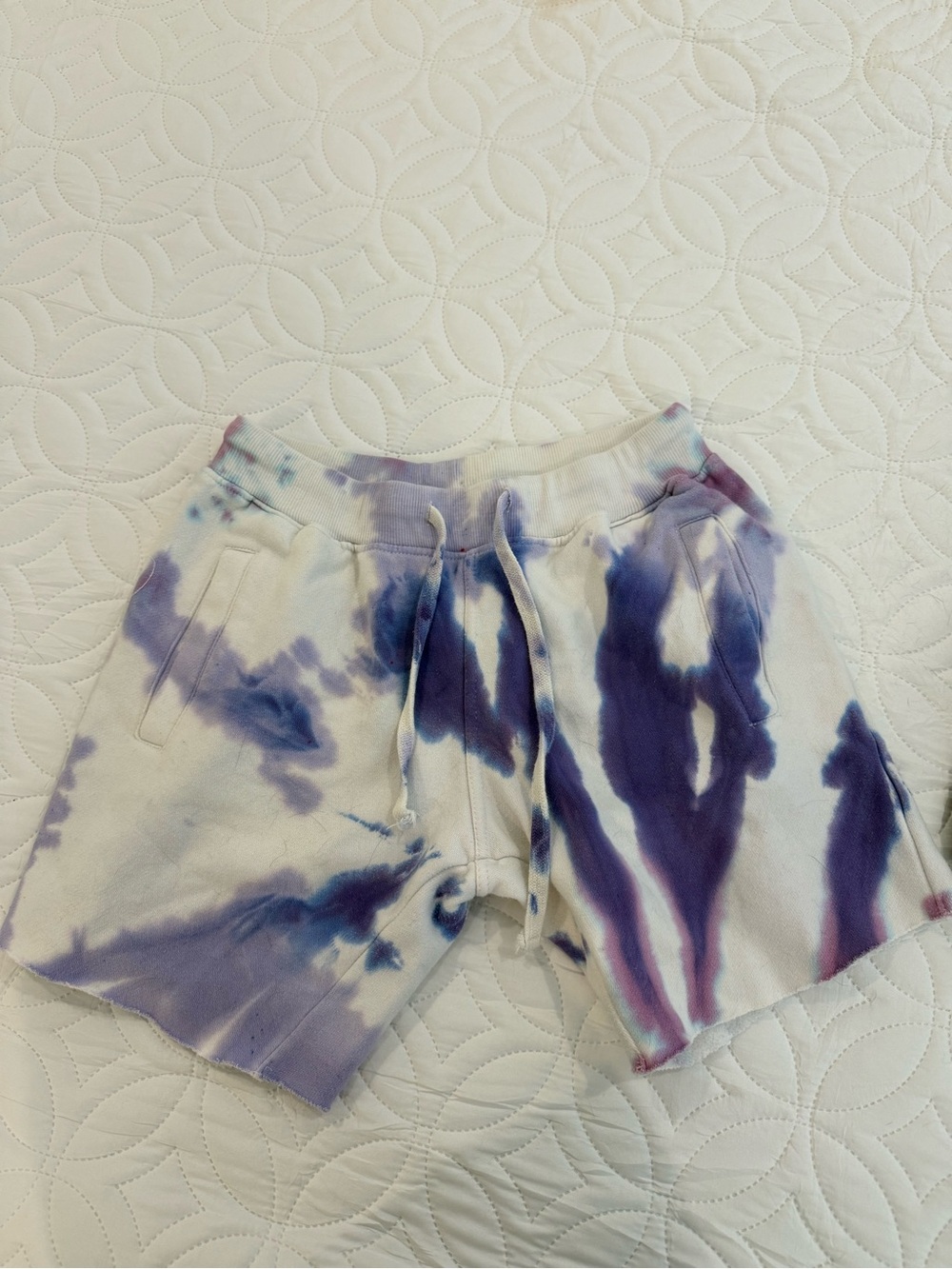 Women's Tie-Dye Purple & White Athletic Lounge Shorts